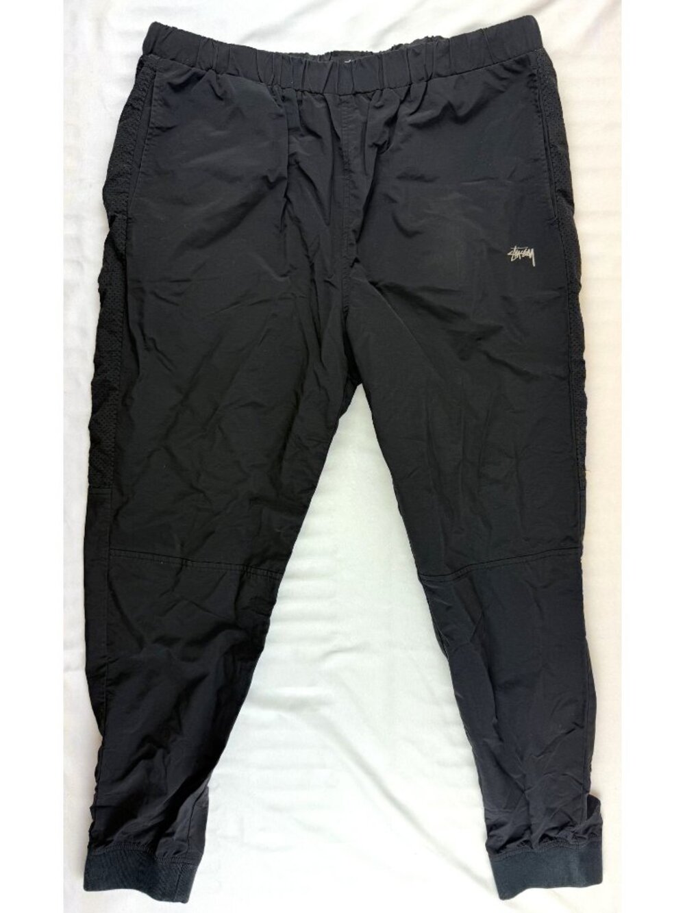 STÜSSY Black Nylon Jogger Track Pants Mesh Size Large